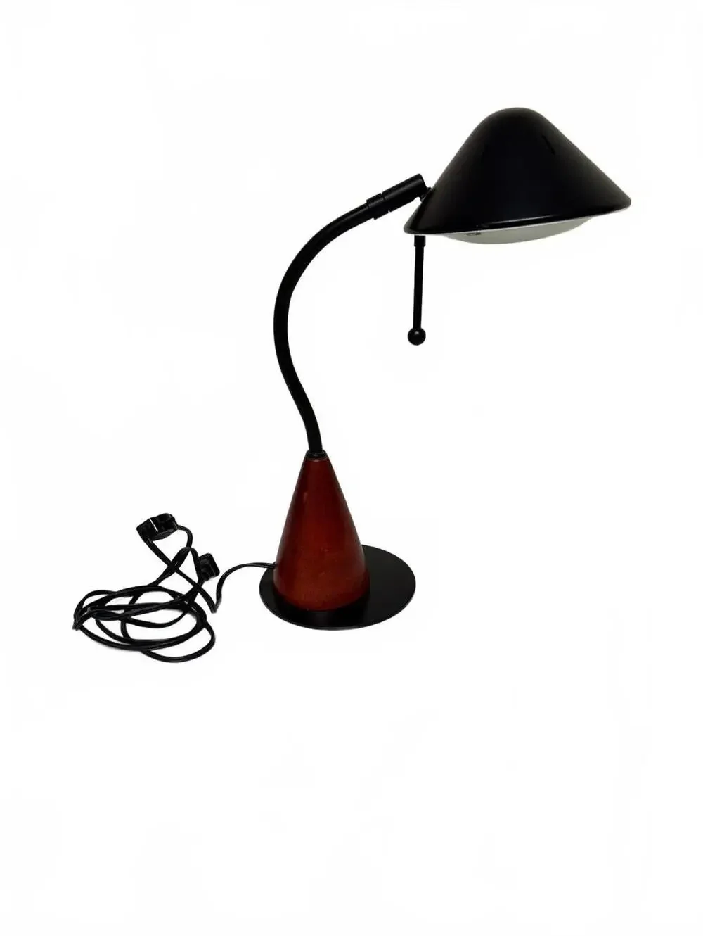 Vintage American Lighting Gooseneck Desk Lamp Black Metal Shade Cone Base Taiwan